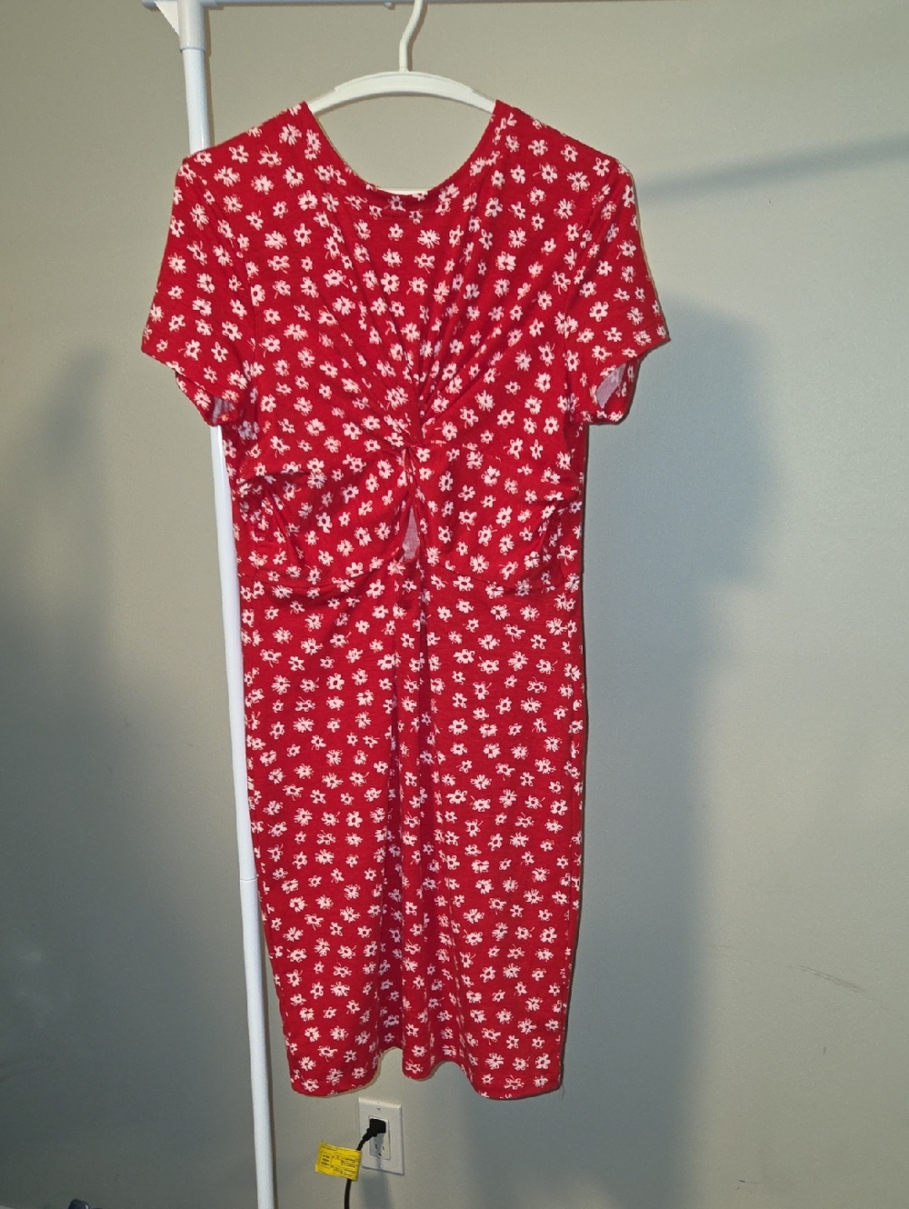 Ardene Red and White Floral Dress Size L